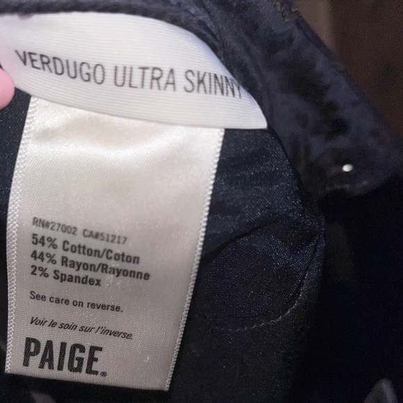 PAIGE Midnight Slate Velour Verdugo Ultra Slim, Skinny Jeans - Picture 5 of 7